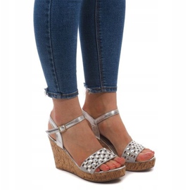 Sandalias Cuña B678-2 Plata gris 2