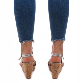 Sandalias Cuña B678-2 Plata gris 3