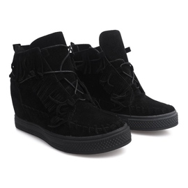 Deportivas Cuña Flecos Boho F3 Negro 1 Deportivas Cuña Flecos Boho F3 Negro 1