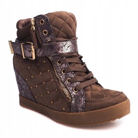 Zapatillas con cuña 6227-Y Khaki multicolor verde 2