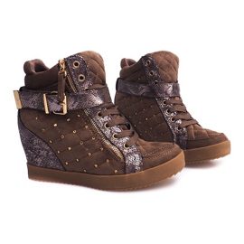 Zapatillas con cuña 6227-Y Khaki multicolor verde 1