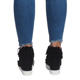 Deportivas Cuña Con Flecos Boho AT-0613-1 Negro 2