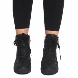 Zapatillas de cuña caladas HQ881 Negro 2