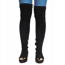 Botas Altas Ante Lycra B-8 Negra negro 2 Botas Altas Ante Lycra B-8 Negra negro 2