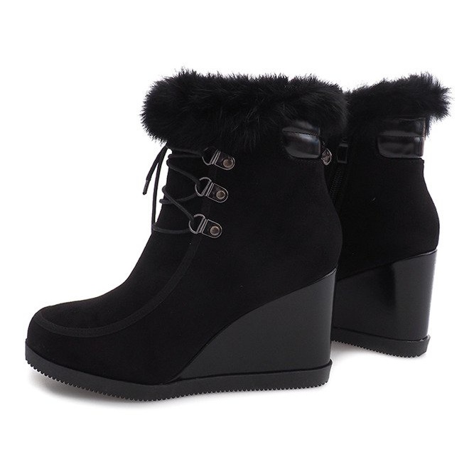 Botas cálidas en cuña J-6 Negro 1