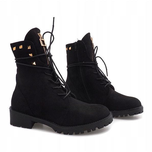 Trappers decorados en ante H99-17 Negro 1