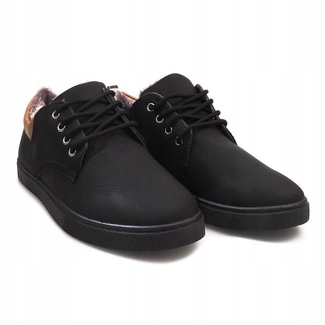 Zapatillas Cálidas Con Piel E655-1 Negro 1 Zapatillas Cálidas Con Piel E655-1 Negro 1