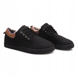 Zapatillas Cálidas Con Piel E655-1 Negro 2