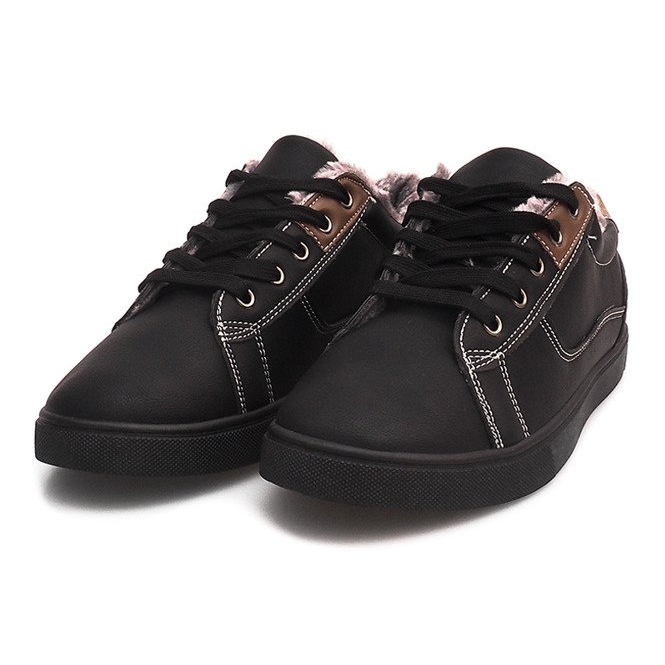 Zapatillas Cálidas Con Piel E754M-1 Negro 2 Zapatillas Cálidas Con Piel E754M-1 Negro 2