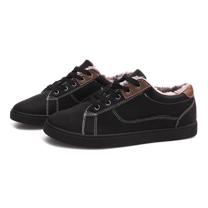 Zapatillas Cálidas Con Piel E754M-1 Negro 1 Zapatillas Cálidas Con Piel E754M-1 Negro 1