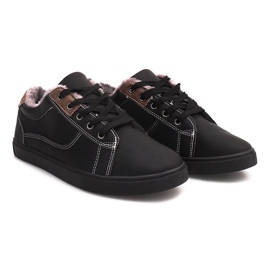 Zapatillas Cálidas Con Piel E754M-1 Negro 4
