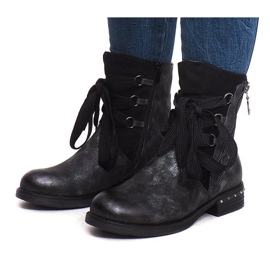 Botas calientes y gastadas S113 Negro 5