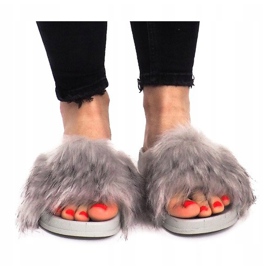 Pantuflas Con Piel HN51-5 Gris 1 Pantuflas Con Piel HN51-5 Gris 1