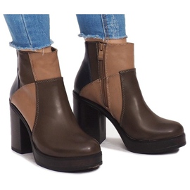 Botas en el talón con elástico YBS280 Khaki multicolor verde 2