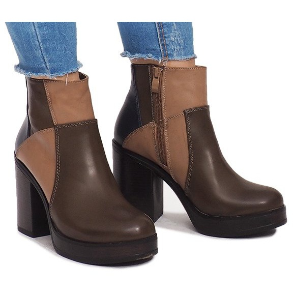 Botas en el talón con elástico YBS280 Khaki multicolor verde 2