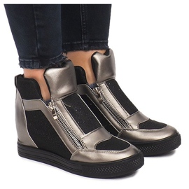 Zapatillas de cuña TL020-3 negro gris 2