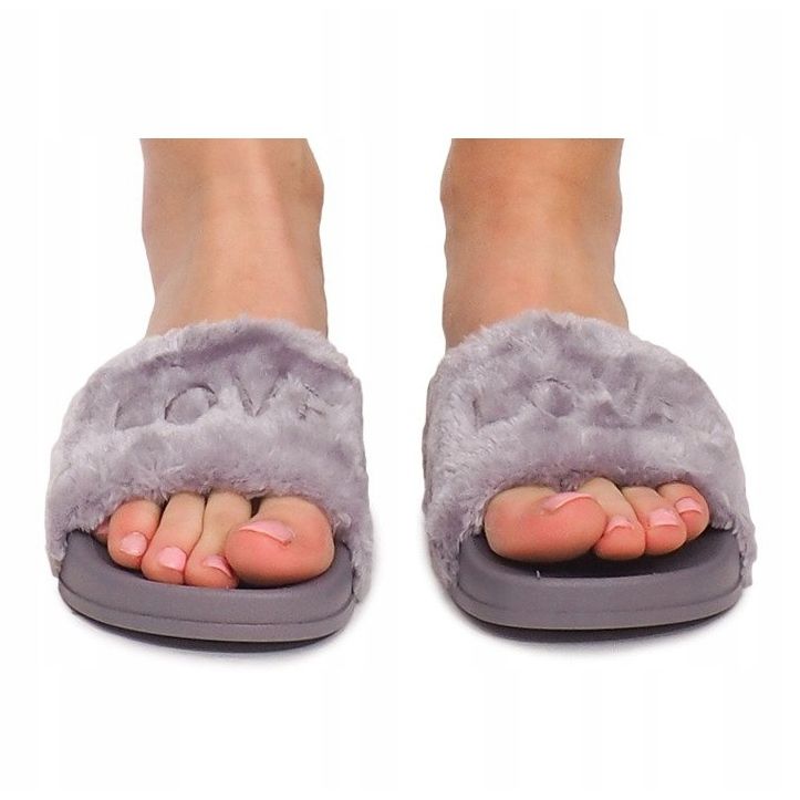 Pantuflas Con Piel Love HN02-9 Gris 1