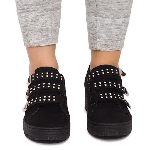 Deportivas Con Velcro Con Lentejuelas AB-3 Negro 1