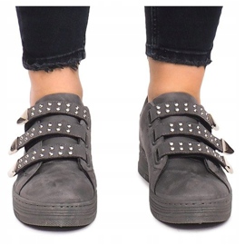 Deportivas Con Velcro Con Lentejuelas AB-3 Gris 1