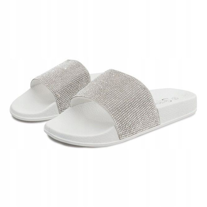 Pantuflas Brillantes Lentejuelas SL-32 Blanco gris 1