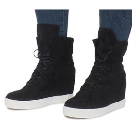 Zapatillas con cuña indias de ante negras negro 1