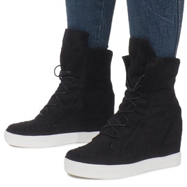 Zapatillas con cuña indias de ante negras negro 2