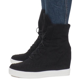 Zapatillas con cuña indias de ante negras negro 3