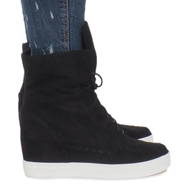 Zapatillas con cuña indias de ante negras negro 5