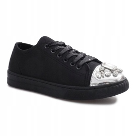 Zapatillas con detalles de diamantes negros 1