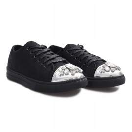 Zapatillas con detalles de diamantes negros 2
