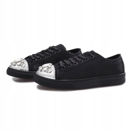 Zapatillas con detalles de diamantes negros 3