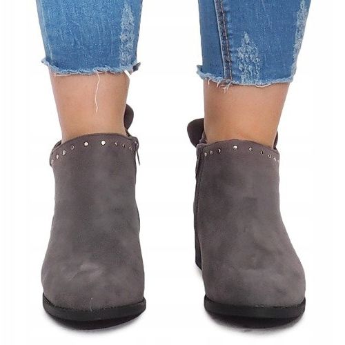 Botas de ante con cremallera LL230 Gris 1