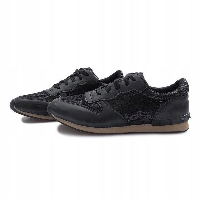 Zapatillas negras con encaje Lou negro 1 Zapatillas negras con encaje Lou negro 1
