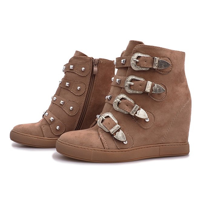 Zapatillas de ante rosa con hebillas Maya marrón 1