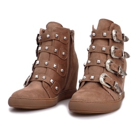 Zapatillas de ante rosa con hebillas Maya marrón 2