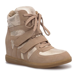 Deportivas cuña beige 1628 2