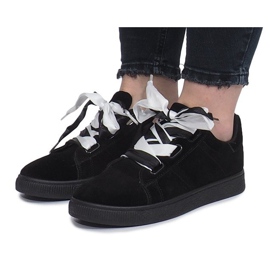 Zapatillas negras con lazos Sabine negro 4