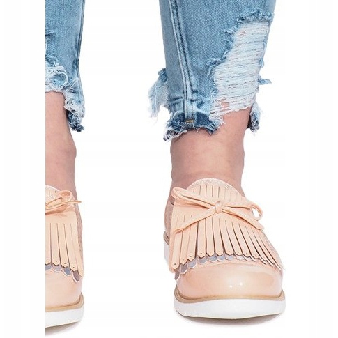 Mocasines rosa calados con flecos Pamole 1