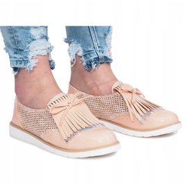 Mocasines rosa calados con flecos Pamole rosado 2