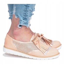 Mocasines rosa calados con flecos Pamole rosado 3