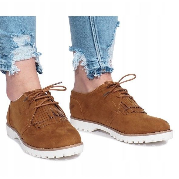 Mocasines camel con flecos Crushing Hard marrón 2