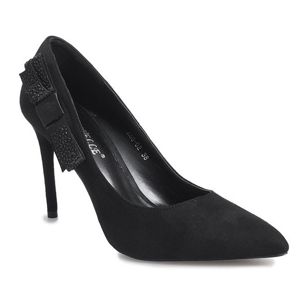 Tacones negros con lazo burdeos 1