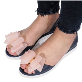 Meliski Flower City sandalias azul marino rosado 4