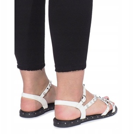Sandalias planas blancas con tachuelas Abloom blanco 3