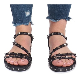 Sandalias planas negras con tachuelas Abloom negro 5