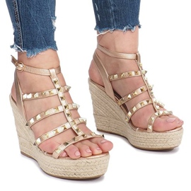 Sandalias de cuña champán alpargatas Mood dorado 2