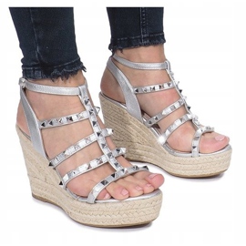 Sandalias de cuña plateadas alpargatas Mood gris 1