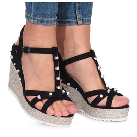 Sandalias con cuña negras de Chillin alpargatas negro 2