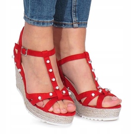 Sandalias de cuña rojas Alpargatas Chillin rojo 2