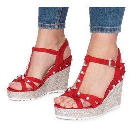 Sandalias de cuña rojas Alpargatas Chillin rojo 3